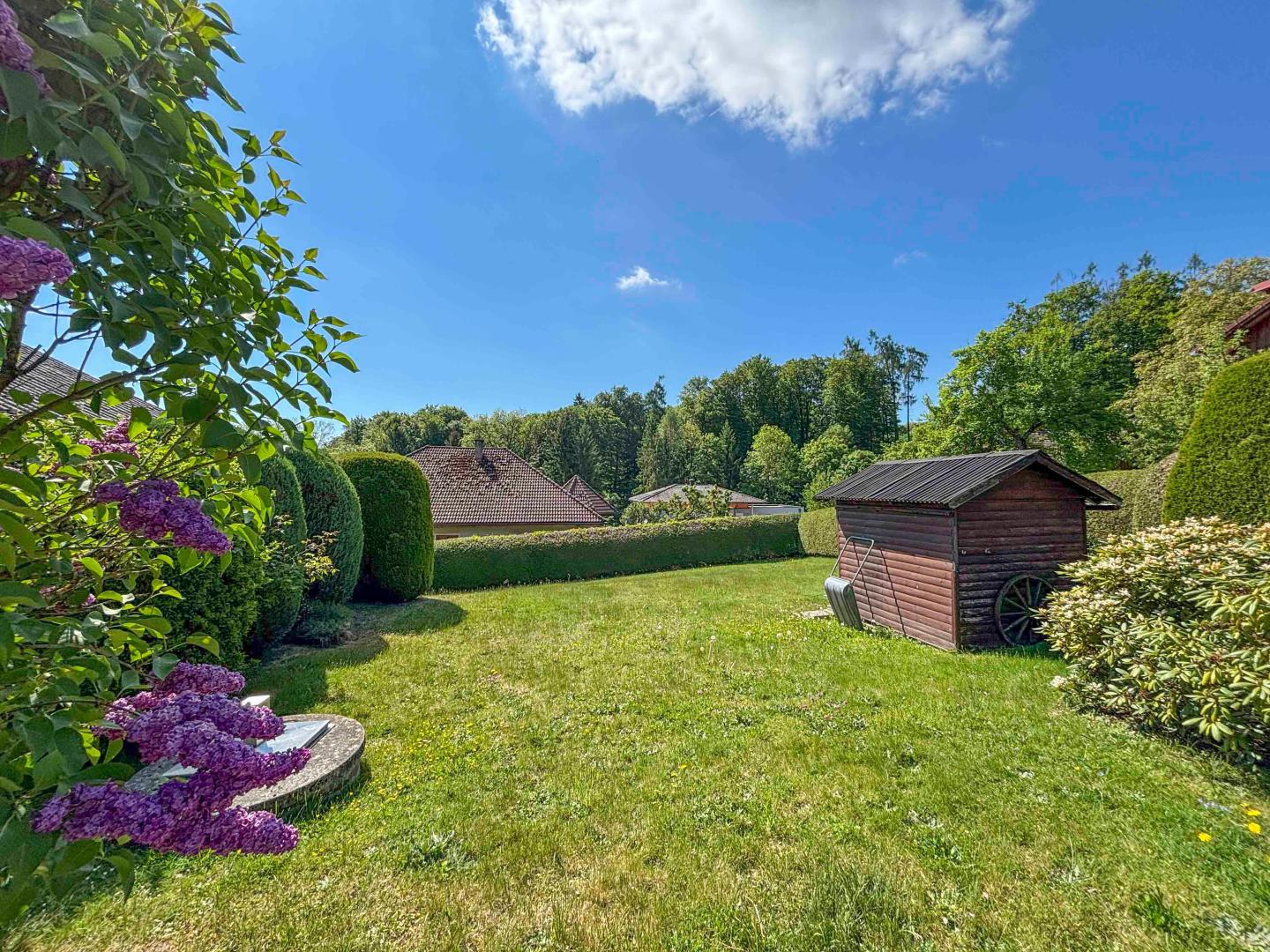 Sonniger Rückzugsort: Grundstück mit Wochenendhaus nahe Linz.